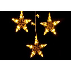 Vánoční dekorace - svítící hvězdy, 100 LED, teple bílé