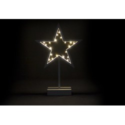 Vánoční dekorace, hvězda na stojánku 38 cm, 20 LED