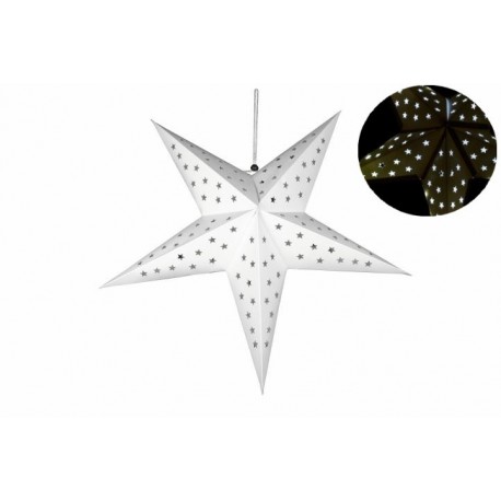 Vánoční dekorace - Papírová hvězda 60 cm - 10 LED, bílá