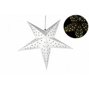 Vánoční dekorace - Papírová hvězda 60 cm - 10 LED, bílá
