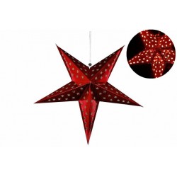 Vánoční dekorace - Papírová hvězda 60 cm - 10 LED, červená