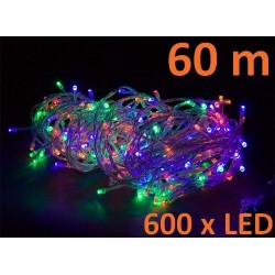 Vánoční LED osvětlení 60 m - barevné, 600 diod