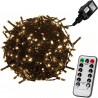 Vánoční LED osvětlení 60 m - teple bílá 600 LED + ovladač - zelený kabel