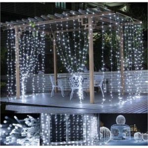 Vánoční osvětlení - světelný závěs - 3x3 m studená bílá 300 LED