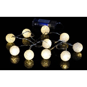 Vánoční dekorativní řetěz - světelné koule - 10 LED teple bílá