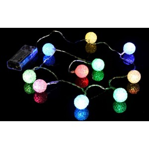 Vánoční dekorativní řetěz - světelné koule - 10 LED barevné