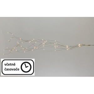 Vánoční dekorativní osvětlení – drátky - 64 LED teple bílé