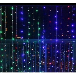 Vánoční osvětlení - světelný závěs - 3x3 m barevná 300 LED