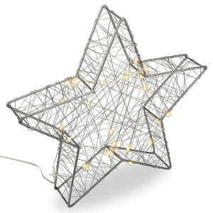 Vánoční kovová hvězda s 3D efektem - stříbrná, 25 LED diod