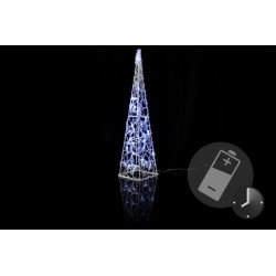 Vánoční akrylový jehlan 60 cm, studeně bílý, na baterie