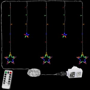 Vánoční závěs - 5 hvězd, 61 LED, barevný + ovladač