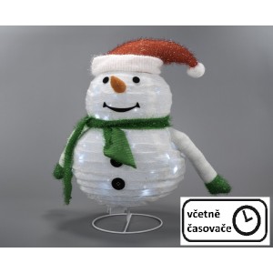Vánoční dekorace - sněhulák, 30 LED, 58 cm
