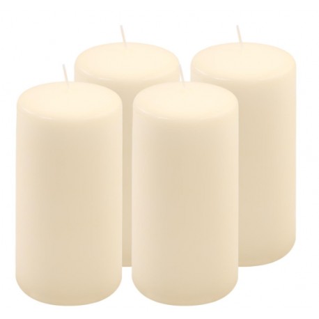 Sada sloupových svíček, 15 cm, Ø 7,5 cm, krémová, 4 ks